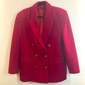 YOUR SIXTH SENSE Sz 14 Wool  Double Breasted Gold Buttons Vintage Blazer